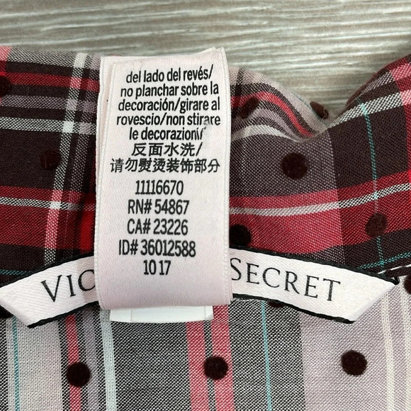 Victoria’s Secret Button Front Sleep Shirt Nightgown Plaid Polka Dot M - Picture 14 of 16